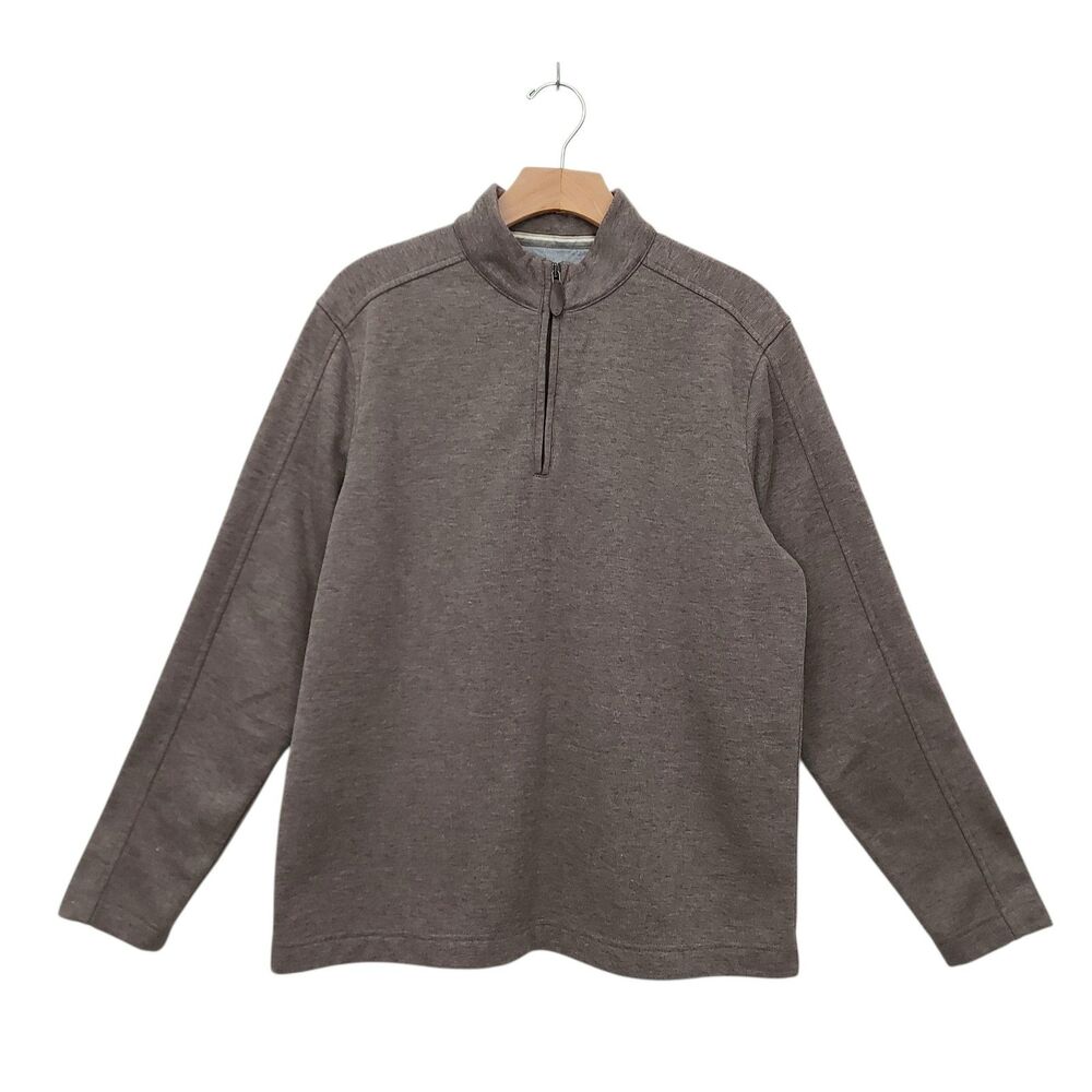 Johnston & Murphy Mens Medium Brown Sweater Knit 1/4 Zip Layering Casual